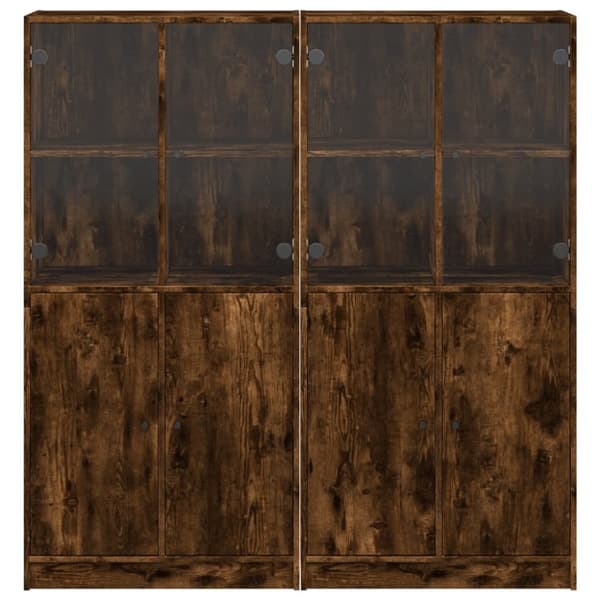 vidaXL bogreol med låger 136x37x142 cm konstrueret træ røget egetræ