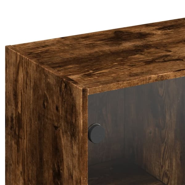vidaXL bogreol med låger 136x37x142 cm konstrueret træ røget egetræ