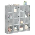 Miniatyrbillede 4 af 11: vidaXL bogreol med låger 136x37x142 cm konstrueret træ betongrå