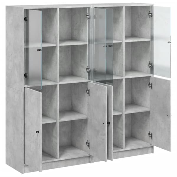 vidaXL bogreol med låger 136x37x142 cm konstrueret træ betongrå