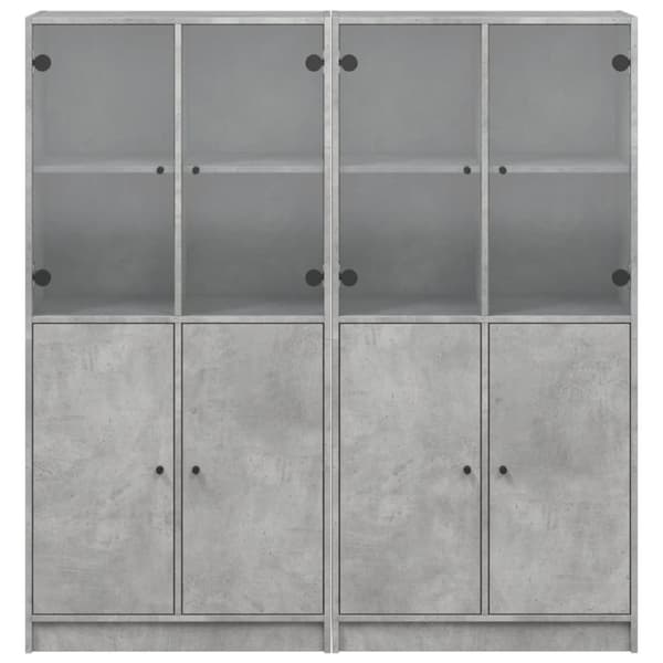 vidaXL bogreol med låger 136x37x142 cm konstrueret træ betongrå
