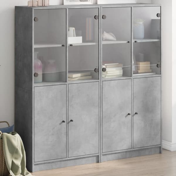 vidaXL bogreol med låger 136x37x142 cm konstrueret træ betongrå