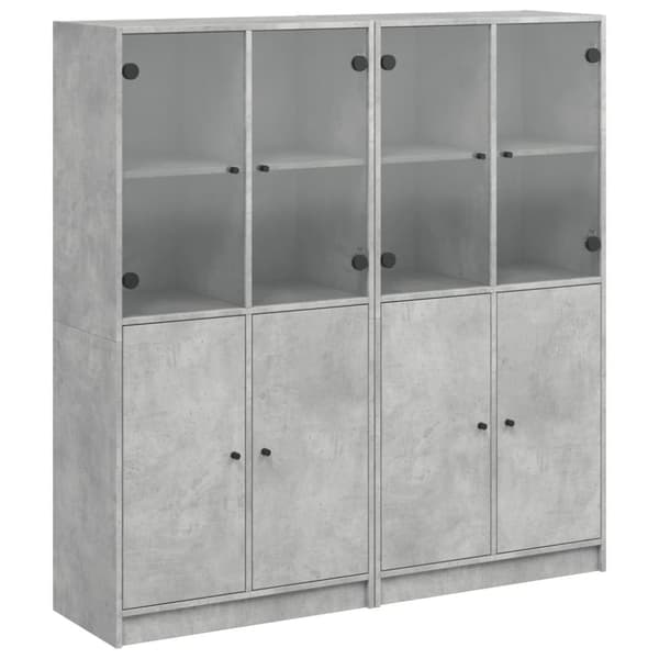 vidaXL bogreol med låger 136x37x142 cm konstrueret træ betongrå