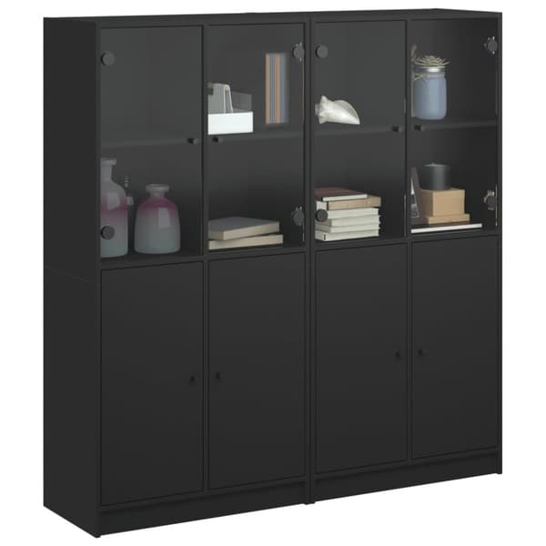 vidaXL bogreol med låger 136x37x142 cm konstrueret træ sort