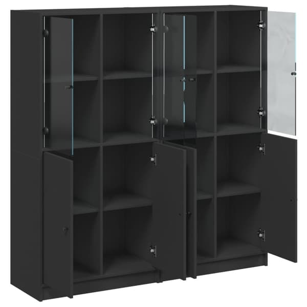 vidaXL bogreol med låger 136x37x142 cm konstrueret træ sort