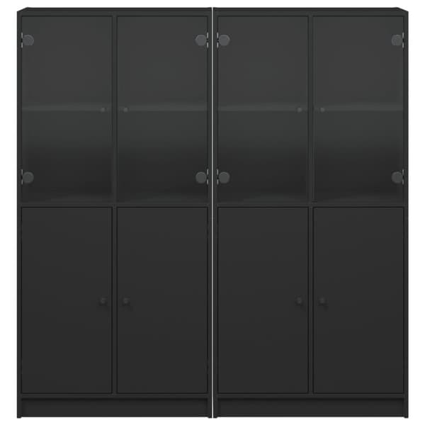 vidaXL bogreol med låger 136x37x142 cm konstrueret træ sort