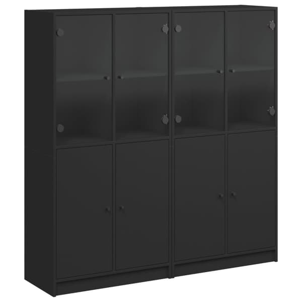 vidaXL bogreol med låger 136x37x142 cm konstrueret træ sort