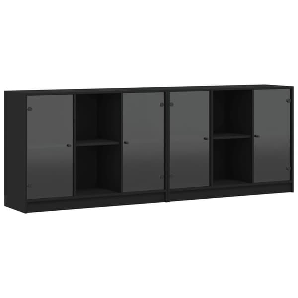 vidaXL bogreol med låger 204x37x75 cm konstrueret træ sort
