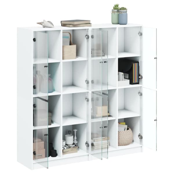 vidaXL bogreol med låger 136x37x142 cm konstrueret træ hvid