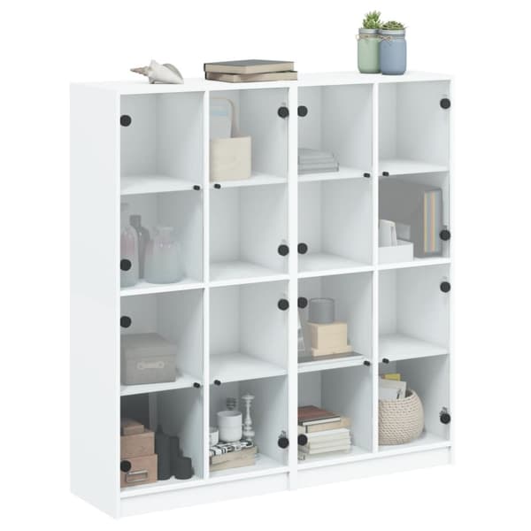 vidaXL bogreol med låger 136x37x142 cm konstrueret træ hvid