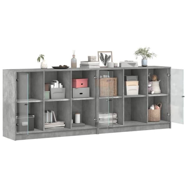 vidaXL bogreol med låger 204x37x75 cm konstrueret træ betongrå