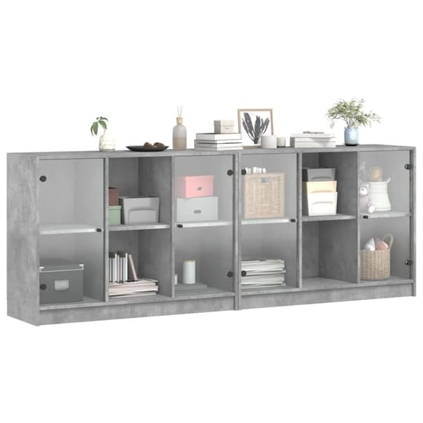 vidaXL bogreol med låger 204x37x75 cm konstrueret træ betongrå