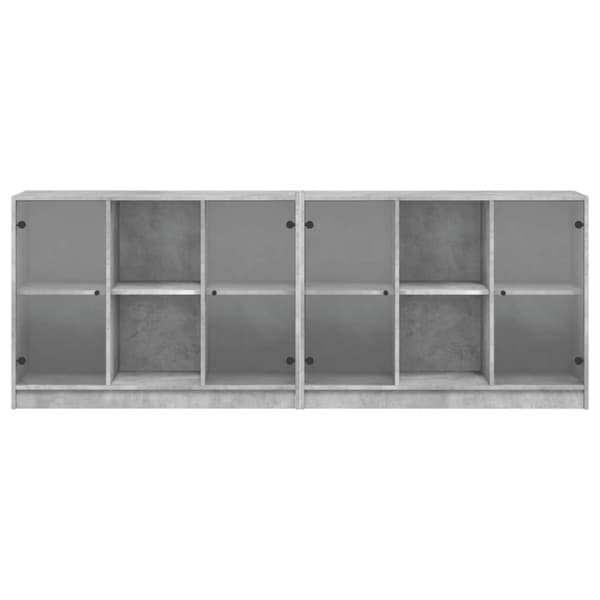 vidaXL bogreol med låger 204x37x75 cm konstrueret træ betongrå