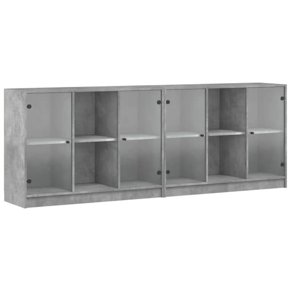 vidaXL bogreol med låger 204x37x75 cm konstrueret træ betongrå