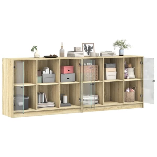vidaXL bogreol med låger 204x37x75 cm konstrueret træ sonoma-eg