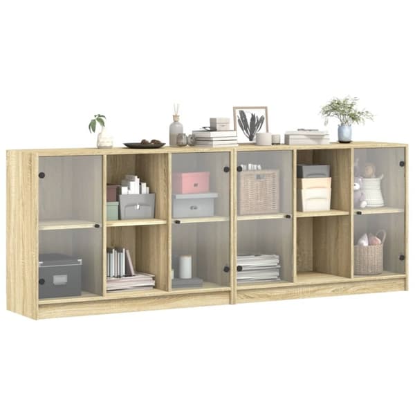 vidaXL bogreol med låger 204x37x75 cm konstrueret træ sonoma-eg