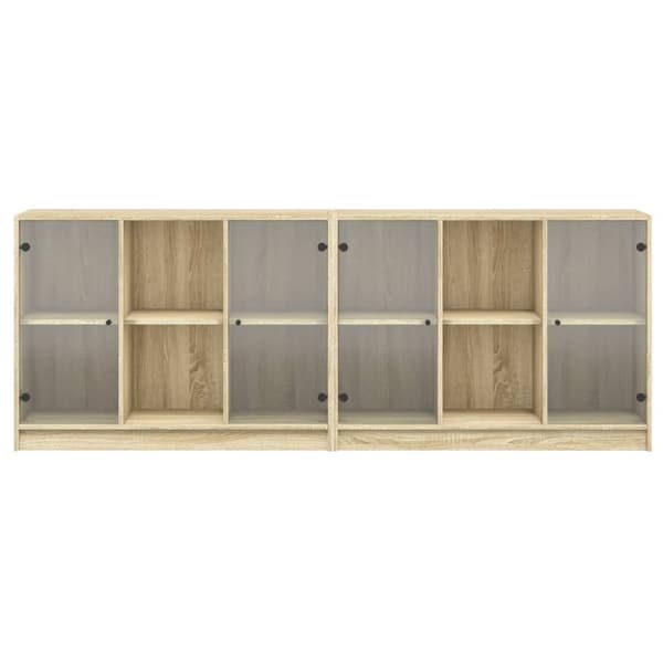 vidaXL bogreol med låger 204x37x75 cm konstrueret træ sonoma-eg