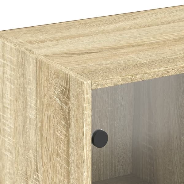 vidaXL bogreol med låger 204x37x75 cm konstrueret træ sonoma-eg