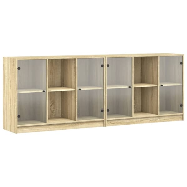 vidaXL bogreol med låger 204x37x75 cm konstrueret træ sonoma-eg