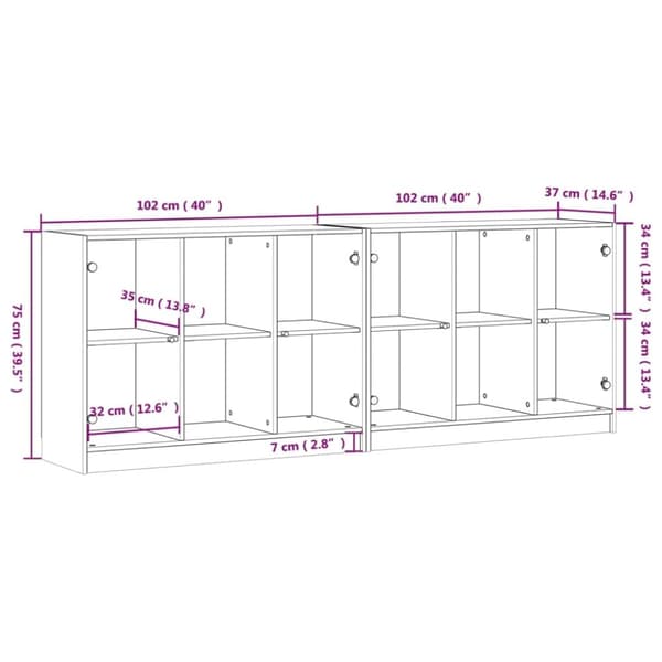 vidaXL bogreol med låger 204x37x75 cm konstrueret træ hvid