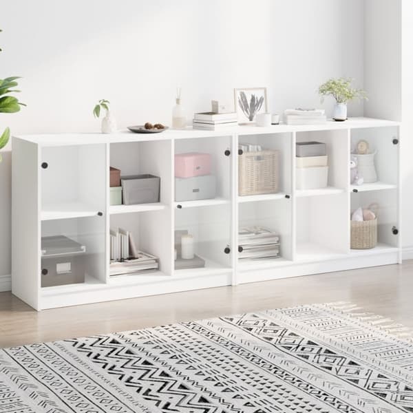 vidaXL bogreol med låger 204x37x75 cm konstrueret træ hvid