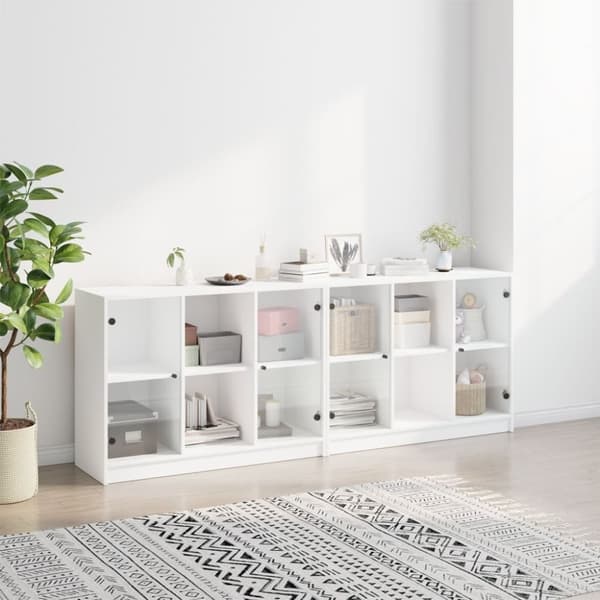 vidaXL bogreol med låger 204x37x75 cm konstrueret træ hvid