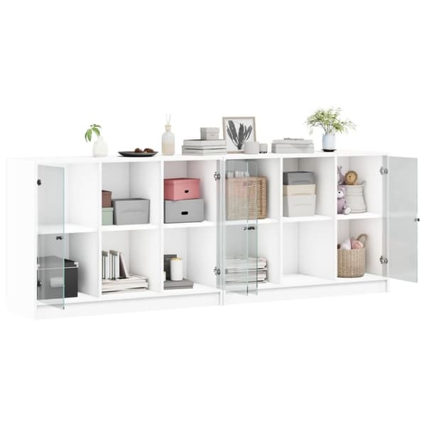 vidaXL Bokhylle med dører hvit 204x37x75 cm konstruert tre