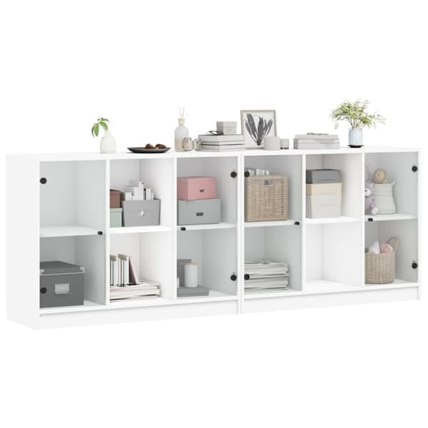 vidaXL Bokhylle med dører hvit 204x37x75 cm konstruert tre