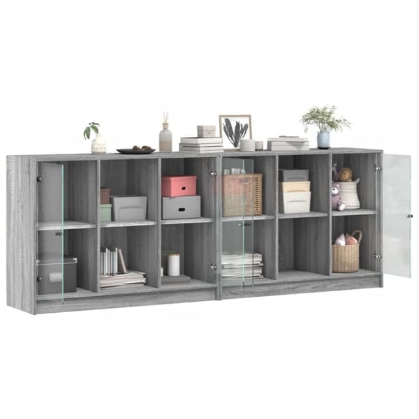 vidaXL bogreol med låger 204x37x75 cm konstrueret træ grå sonoma