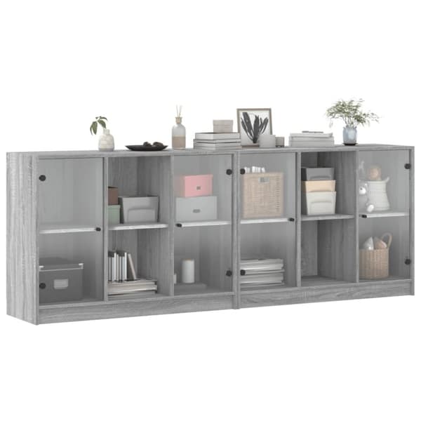 vidaXL bogreol med låger 204x37x75 cm konstrueret træ grå sonoma