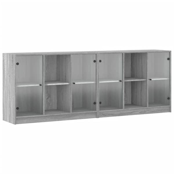 vidaXL bogreol med låger 204x37x75 cm konstrueret træ grå sonoma