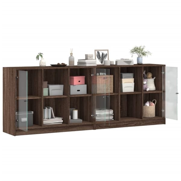 vidaXL bogreol med låger 204x37x75 cm konstrueret træ brunt eg