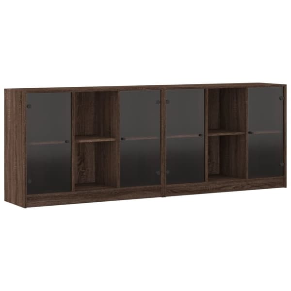 vidaXL bogreol med låger 204x37x75 cm konstrueret træ brunt eg