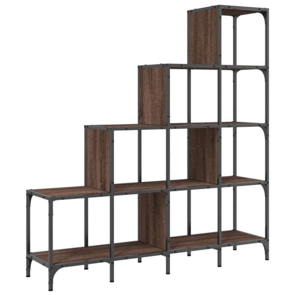 vidaXL bogreol 122x30x132 cm konstrueret træ og metal brunt eg
