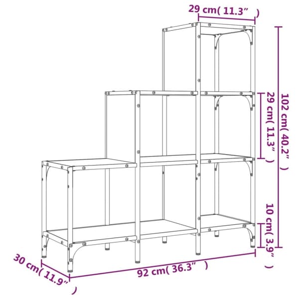 vidaXL bogreol 92x30x102 cm konstrueret træ og metal sort