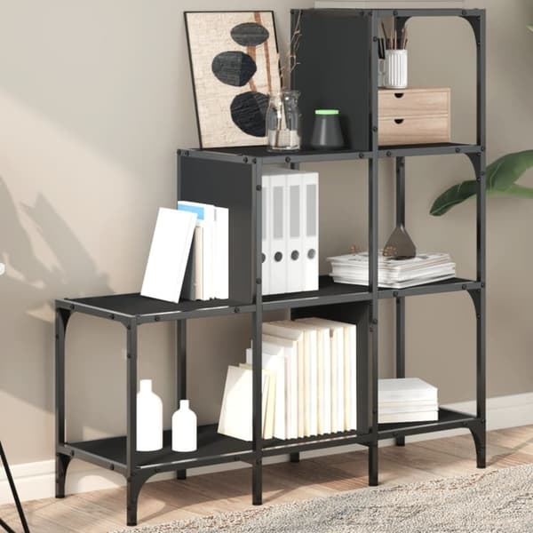 vidaXL bogreol 92x30x102 cm konstrueret træ og metal sort