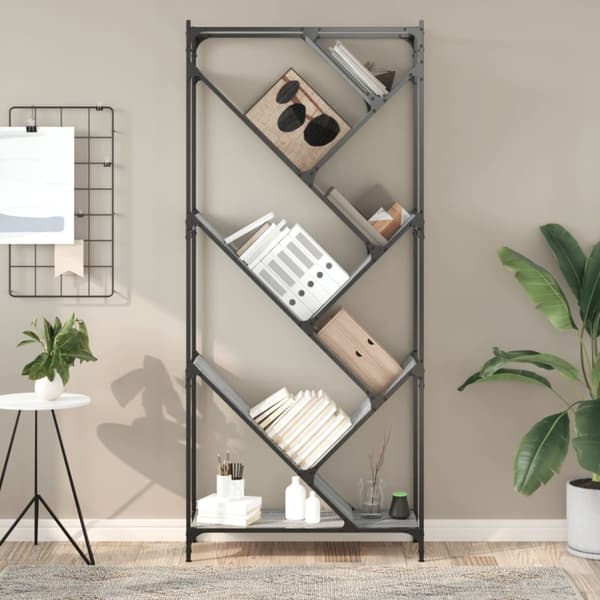 vidaXL bogreol 79x30x180 cm konstrueret træ grå sonoma-eg