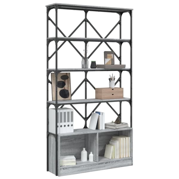 vidaXL bogreol 100x26x180 cm konstrueret træ og metal grå sonoma-eg