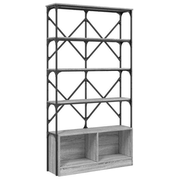 vidaXL bogreol 100x26x180 cm konstrueret træ og metal grå sonoma-eg
