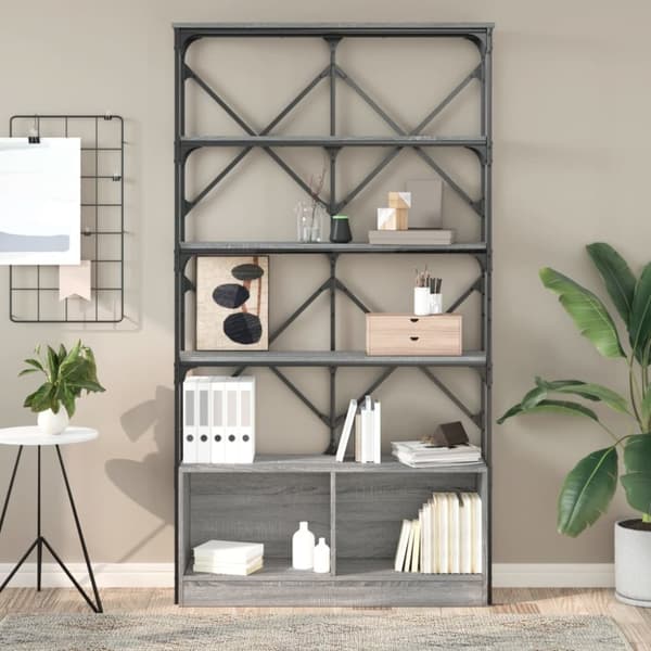 vidaXL Bokhylla grå sonoma 100x26x180 cm konstruerat trä och metall