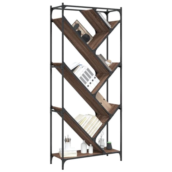 vidaXL bogreol 79x30x180 cm konstrueret træ og metal brunt eg