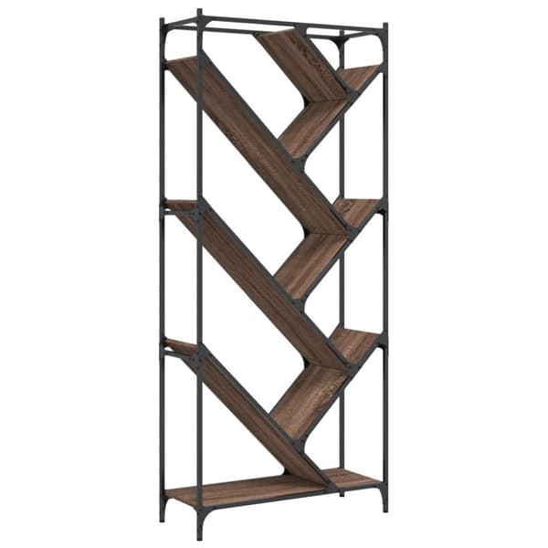 vidaXL bogreol 79x30x180 cm konstrueret træ og metal brunt eg