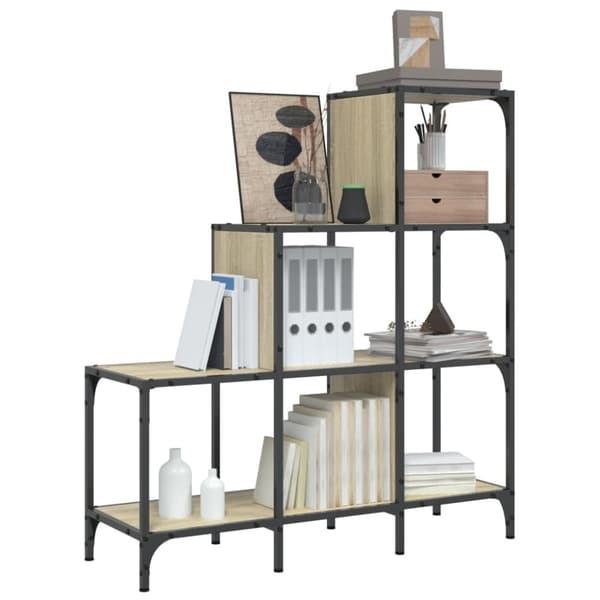 vidaXL bogreol 92x30x102 cm konstrueret træ og metal sonoma-eg