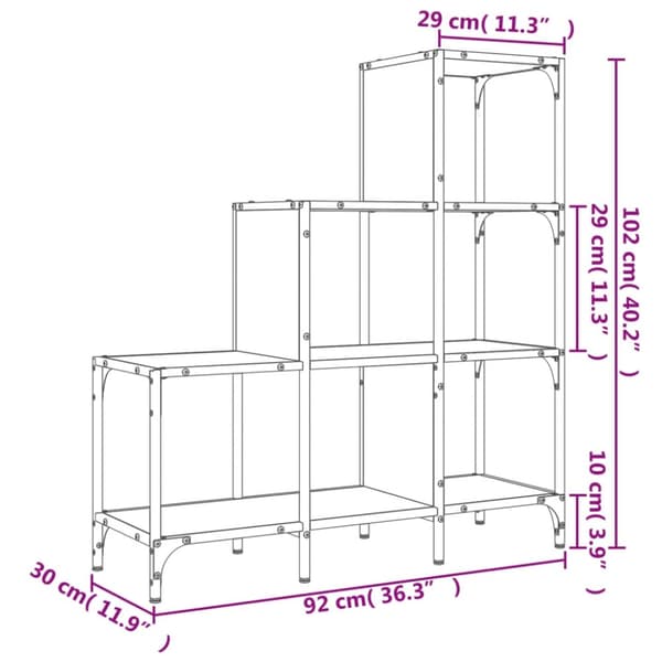 vidaXL bogreol 92x30x102 cm konstrueret træ og metal sonoma-eg
