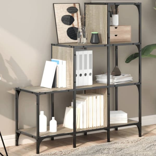 vidaXL bogreol 92x30x102 cm konstrueret træ og metal sonoma-eg