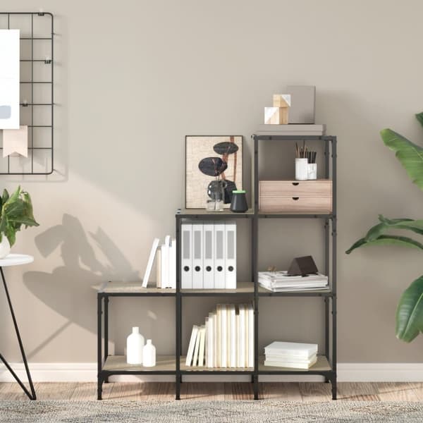 vidaXL bogreol 92x30x102 cm konstrueret træ og metal sonoma-eg