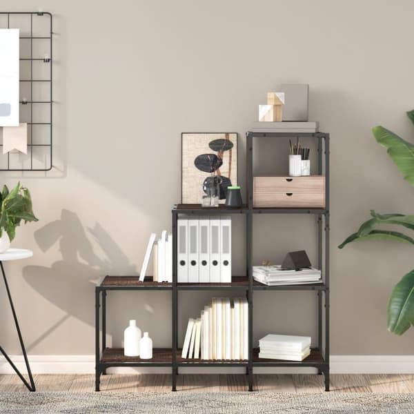 vidaXL bogreol 92x30x102 cm konstrueret træ og metal brunt eg