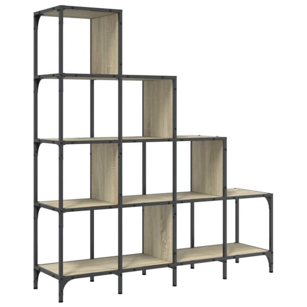vidaXL bogreol 122x30x132 cm konstrueret træ og metal sonoma-eg