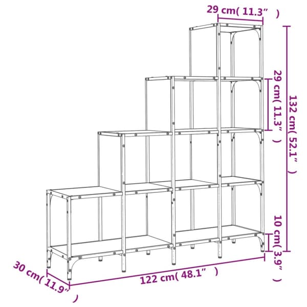 vidaXL bogreol 122x30x132 cm konstrueret træ og metal sonoma-eg
