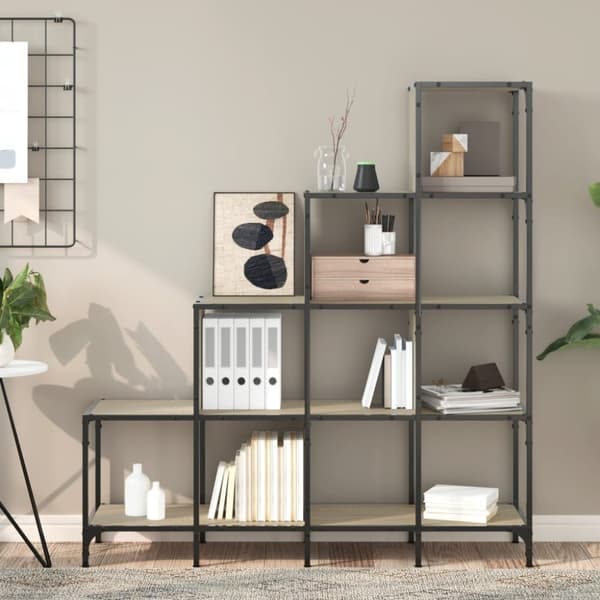 vidaXL bogreol 122x30x132 cm konstrueret træ og metal sonoma-eg